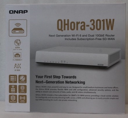 Picture of SALE OUT. QNAP Dual bandRouter | QHora-301W | 802.11ax | Ethernet LAN (RJ-45) ports 6 | Mesh Support Yes | MU-MiMO Yes | No mobile broadband | Antenna type Internal | 36 month(s) | UNPACKED