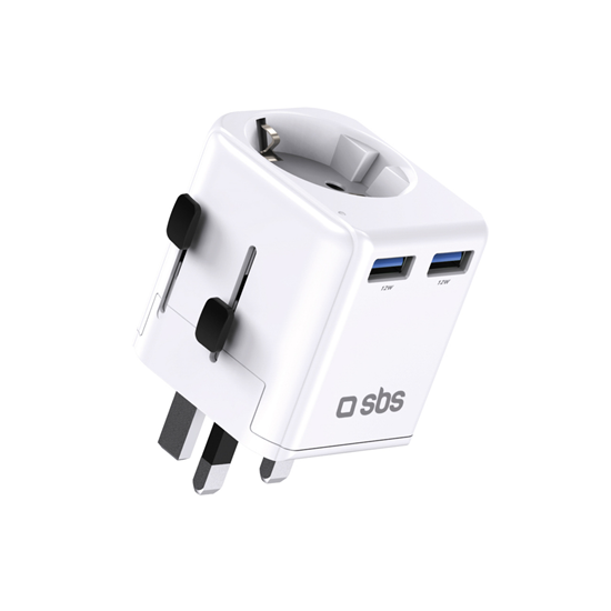 Picture of SBS universal travel adapter - EU 2xUSB-A - white
