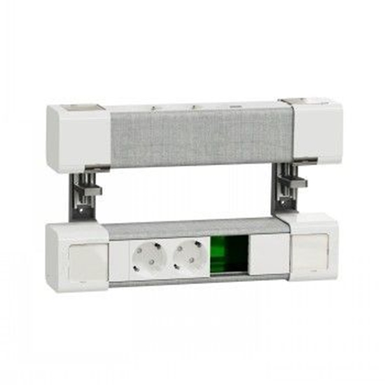 Picture of SCHNEIDER ELECTRIC UNICA SYSTEM+ DESK UNIT 4XSCHUKO+USB A/C+RJ45 OPT, WHITE/GREY