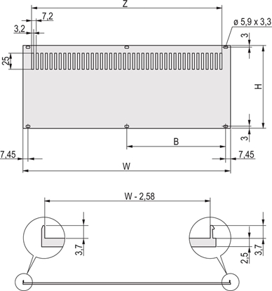 Изображение Schroff Rear Panel for RatiopacPRO/PropacPRO, Perforated, Retrofit Shielding, Textile, 3 U, 28 HP