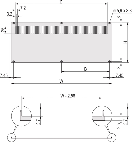 Изображение Schroff Rear Panel for RatiopacPRO/PropacPRO, Perforated, Retrofit Shielding, Textile, 3 U, 28 HP