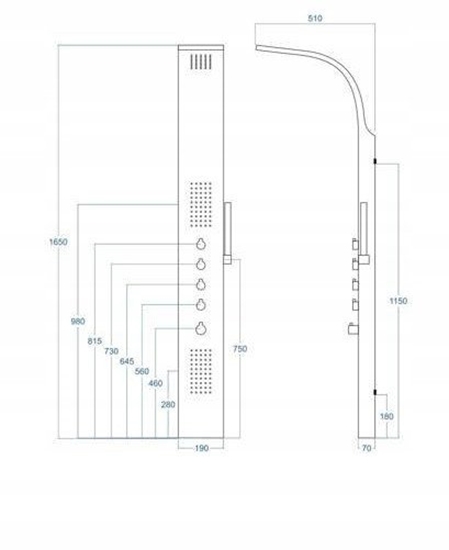 Picture of Shower panel with standard mixer Corsan Samsara Inox, S003M inox