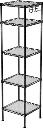 Attēls no Songmics Póka azienkowa, Metalowy Stojak Do Przechowywania, Cakowite Obcienie 100 Kg, Z 5 Arkuszami Pp, Zdejmowane Haczyki, 30 X 30