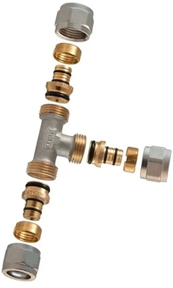 Attēls no TDM BRASS DEMOUNTABLE THREADED TEE 1445E 20X20X18