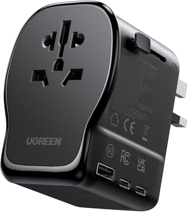 Picture of Uniwersalny adapter podróny adowarka sieciowa Ugreen S550, 65W, 2x USB-C, 1x USB-A