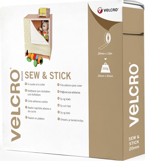 Picture of Velcro ® Klettband zum Aufnähen & Aufkleben, Haken & Flausch 20mm x 10m Schwarz