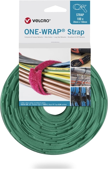 Изображение Velcro ® One Wrap® Strap 25mm x 300mm, 100 Stück, grün