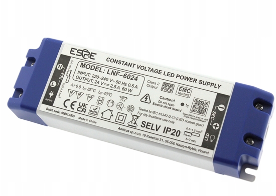 Picture of Zasilacz eSPe ZASILACZ IMPULSOWY LED LNF-6024 24V/60W/2.5A IP20