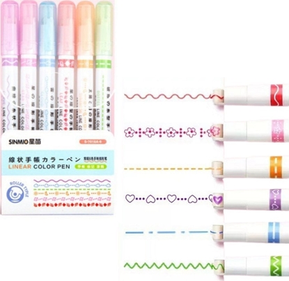 Attēls no Zestaw Pisaków Wzorki Szlaczki Ozdobne Kolorowe 6 Szt EDUKAMP