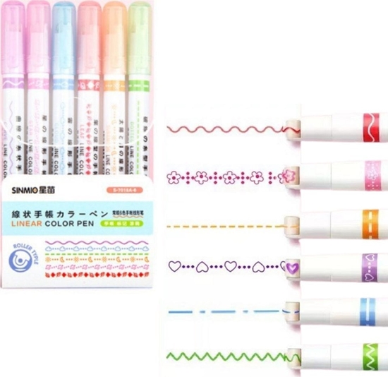 Picture of Zestaw Pisaków Wzorki Szlaczki Ozdobne Kolorowe 6 Szt EDUKAMP