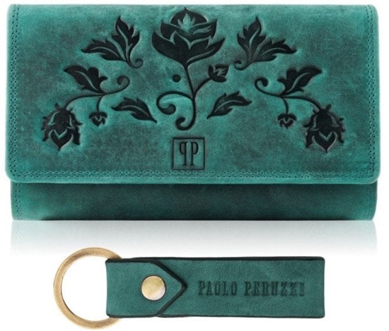 Picture of Zestaw prezentowy dla kobiet ZUP-95-GR portfel damski skórzany T-05-GR breloczek vintage T-87-HGR