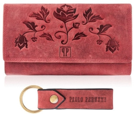 Picture of Zestaw prezentowy dla kobiet ZUP-95-RD portfel damski skórzany T-05-RD breloczek vintage T-87-HRD