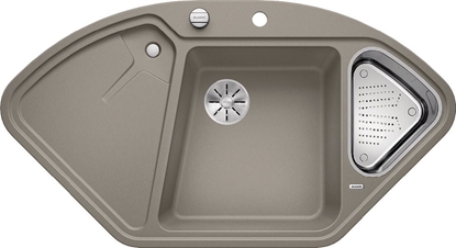 Attēls no Zlewozmywak Blanco Delta II Silgranit tartufo z korkiem automatycznym InFino, odsczarka stalowa  (523666)
