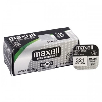 Attēls no 321 baterijas 1.55V Maxell sudraba-oksida SR616SW iepakojuma 1 gb.