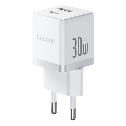 Attēls no Baseus Palm 30W USB-C USB-A Wall Charger - White
