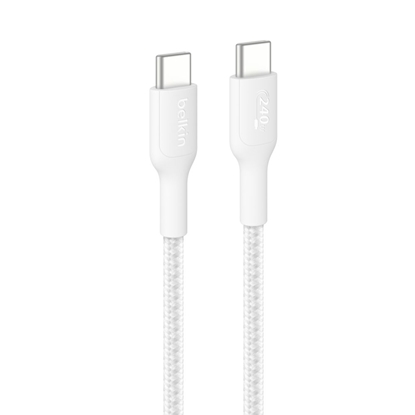 Attēls no Belkin USB-C/USB-c Kabel 240W 1m geflochten, weiß    CAB025hq1MWH