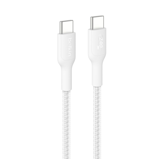 Изображение Belkin USB-C/USB-c Kabel 240W 1m geflochten, weiß    CAB025hq1MWH