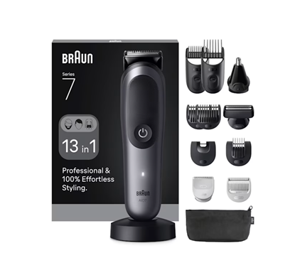 Attēls no Braun 13in1 Grooming Kit | All-in-One Series 7 AIO7560 | Cordless | Number of length steps 14 | Black/Grey