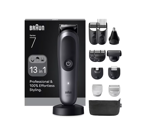 Picture of Braun 13in1 Grooming Kit | All-in-One Series 7 AIO7560 | Cordless | Number of length steps 14 | Black/Grey