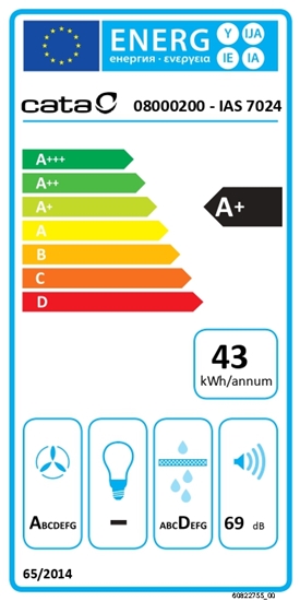 Picture of CATA | Hob with Hood | IAS 7024 | Induction | 77 cm | Number of burners/cooking zones 4 | Black | Slider