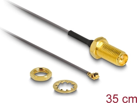 Изображение Delock Antenna Cable RP-SMA jack bulkhead to I-PEX Inc., MHF® I plug 1.13 35 cm thread length 10 mm 6 GHz