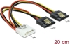 Picture of Delock Cable Power Molex 4 pin male > 2 x SATA 15 pin receptacle metal 20 cm