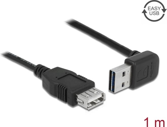 Picture of Delock Extension cable EASY-USB 2.0 Type-A male angled up / down > USB 2.0 Type-A female black 1 m
