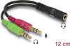 Picture of Delock Headset Adapter 1 x 3.5 mm 4 pin Stereo jack female > 2 x 3.5 mm 3 pin Stereo jack male (CTIA pin assignment)