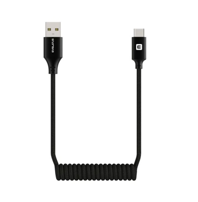 Изображение Evelatus Evelatus AutoSpring Coiled Cable USB A to USB C connector 1.2M Black