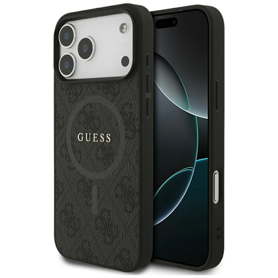 Picture of Guess PU Leather 4G Colored Ring MagSafe Case for iPhone 17 Pro Max / Black