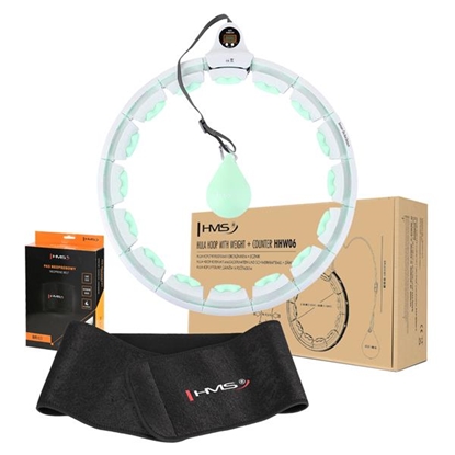 Attēls no Komplekts HULA HOOP HHW06 GREEN WITH A GRAVITY BALL AND COUNTER HMS + WAIST SUPPORT BR163 BLACK