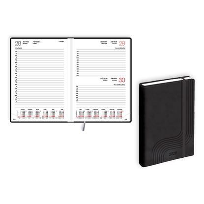Изображение Plānotājs 2026.gadam EKO Manager Soft A5, diena, mākslīga āda, melna