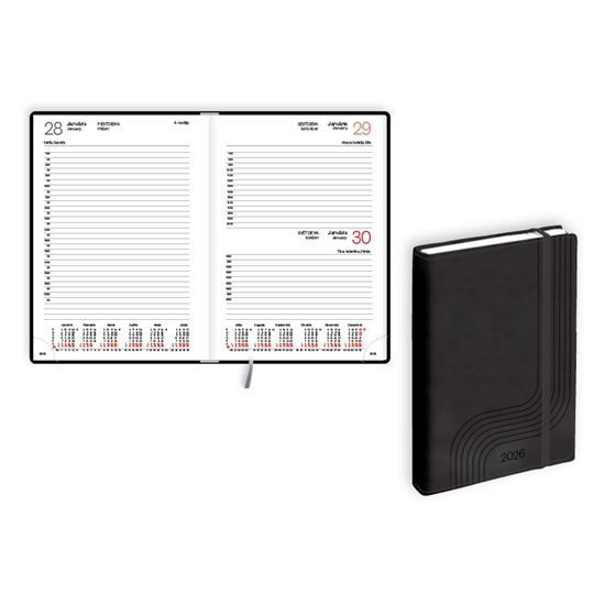 Picture of Plānotājs 2026.gadam EKO Manager Soft A5, diena, mākslīga āda, melna