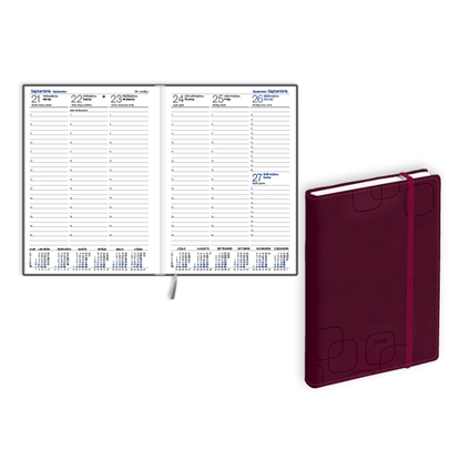 Изображение Plānotājs 2026.gadam EKO Prestige soft A5, nedēļa, mākslīgā āda, bordo