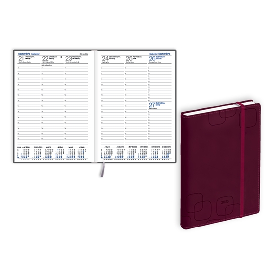 Picture of Plānotājs 2026.gadam EKO Prestige soft A5, nedēļa, mākslīgā āda, bordo