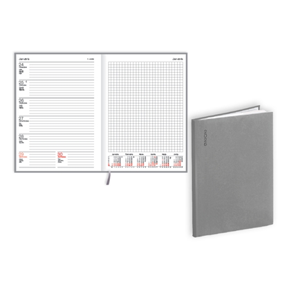Изображение Plānotājs 2026.gadam EKO Quadro A5, nedēļa, flex balacron, pelēks
