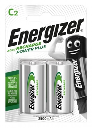 Attēls no R14/C akumulatori 1.2V Energizer Recharge Ni-MH HR14 2500 mAh iepakojumā 2 gb.