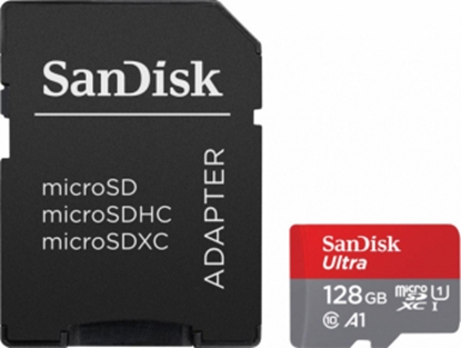 Picture of SanDisk Ultra microSDXC 128GB + SD Adapter 140MB/s  A1 Class 10 UHS-I; EAN:619659200558