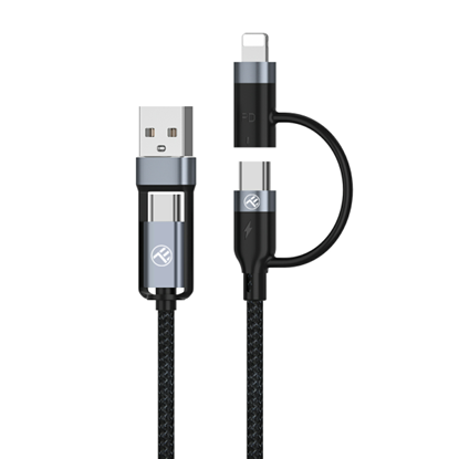 Picture of Tellur 4in1 Cable USB/Type-C to Type-C (PD65W)/Lightning (PD20W) 1m Black