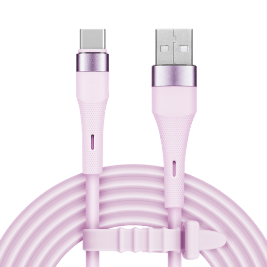 Picture of USB – USB Type-C savienotājkabelis (1 m), silikona, rozā – Kruger & Matz Basic sērija