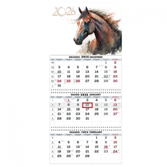 Picture of Wall Mounted Calendar 3 parts Trio 30x66cm
