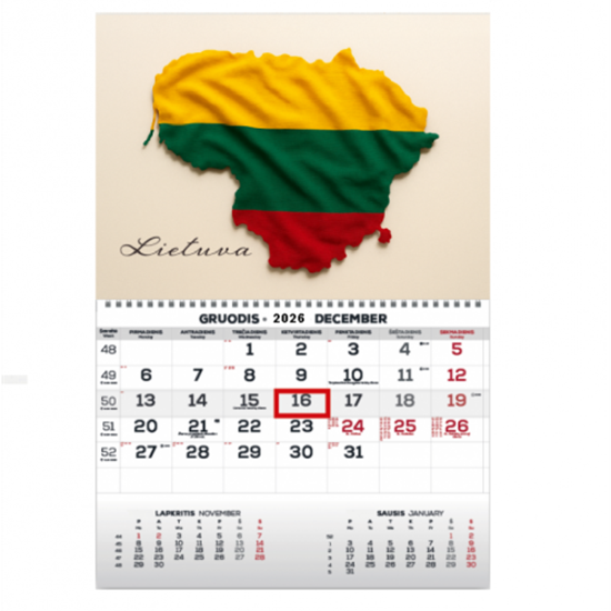 Picture of Wall Mounted Calendar Mono 30x43cm.