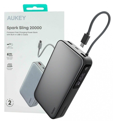 Picture of AUKEY PB-Y48 Spark Sling 20000 Compact Fast Charging Power Bank with Built-in USB-C Cable