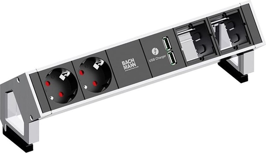 Picture of Bachmann DESK2 2x earthing contact 2x ABD 1x USB Charger GST18, white