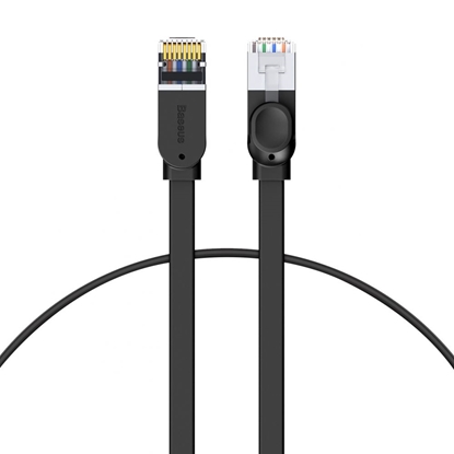 Attēls no Patch cable RJ45 CAT6 Gigabit Flat Cable 1m Black