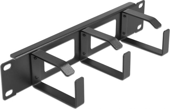 Picture of Delock 10″ Cable Management Routing Panel with 2 openings and 3 hooks 1U black