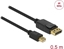 Picture of Delock Cable Mini DisplayPort 1.2 male > DisplayPort male 4K 60 Hz 0.5 m