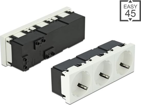 Изображение Delock Easy 45 Grounded Power Socket 3-way with a 45° arrangement 45 x 45 mm