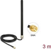 Picture of Delock LTE UMTS GSM Antenna SMA plug 3 dBi omnidirectional fixed with connection cable RG-58, 3 m wall mounting outdoor black