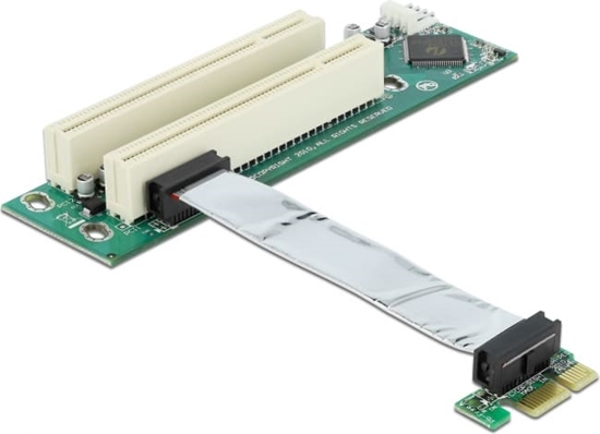 Изображение Delock Riser Card PCI Express x1 > 2 x PCI with flexible cable 9 cm left insertion